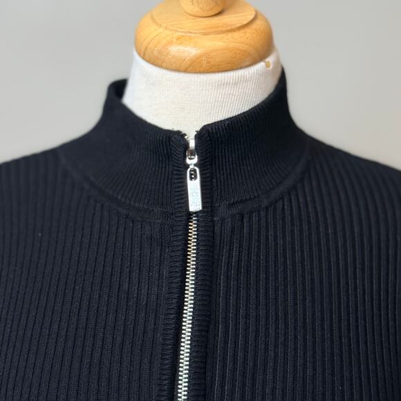 Boston Proper Sweater Sz Sm Black Ribbed Knit Quarter Zip Mock Neck Pullover - Picture 6 of 12